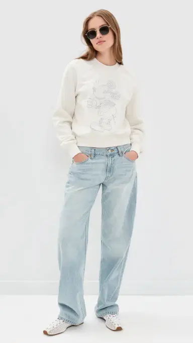 RE/DONE Mickey Stud Classic Crew Neck Sweatshirt Vintage White L | Thumbnail 5 RE/DONE Mickey Stud Classic Crew Neck Sweatshirt Vintage White L | Thumbnail 5