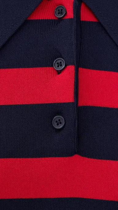 English Factory Striped Polo Knit Top Navy/Red | Thumbnail 5 English Factory Striped Polo Knit Top Navy/Red | Thumbnail 5
