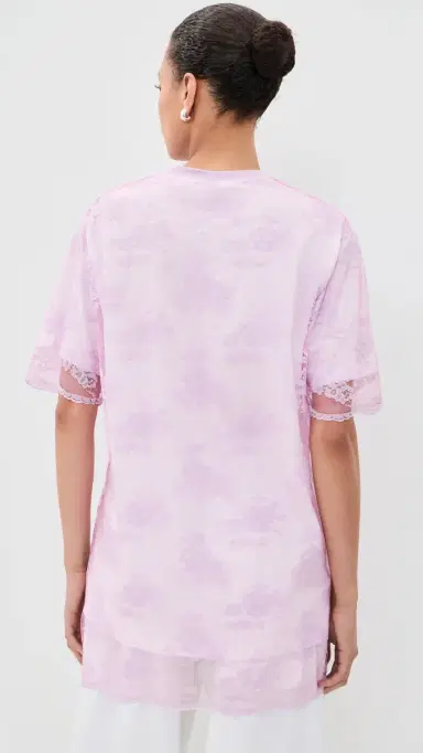 MARQUES ALMEIDA Relaxed Fit T-Shirt with Lace Overlayer Pink 8 | Thumbnail 3 MARQUES ALMEIDA Relaxed Fit T-Shirt with Lace Overlayer Pink 8 | Thumbnail 3