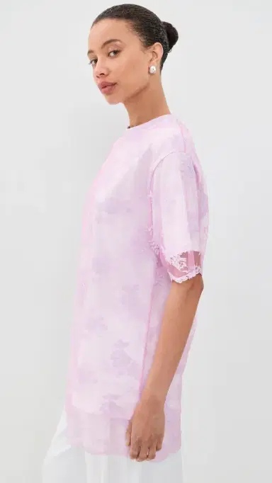 MARQUES ALMEIDA Relaxed Fit T-Shirt with Lace Overlayer Pink 8 | Thumbnail 4 MARQUES ALMEIDA Relaxed Fit T-Shirt with Lace Overlayer Pink 8 | Thumbnail 4
