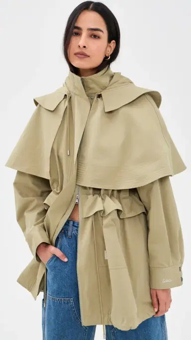 Sea Odessa Workwear Mid-Length Cape Coat Taupe | Thumbnail 2