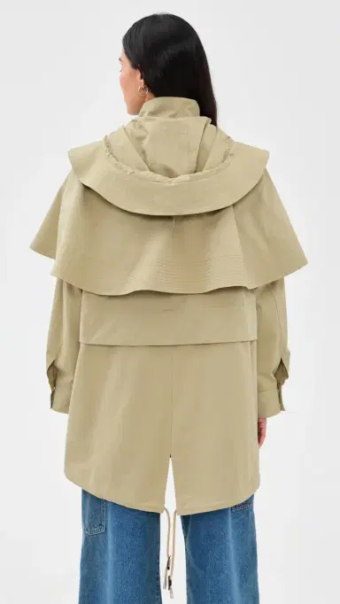 Sea Odessa Workwear Mid-Length Cape Coat Taupe | Thumbnail 3