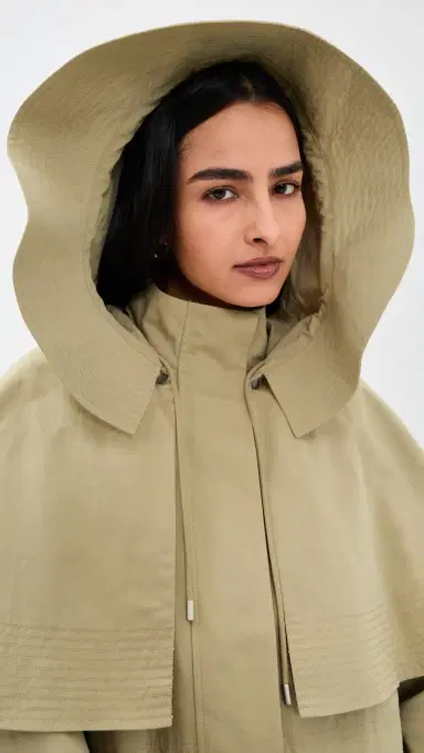 Sea Odessa Workwear Mid-Length Cape Coat Taupe | Thumbnail 6