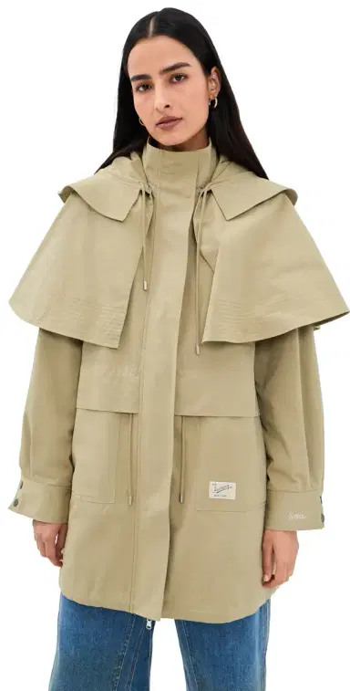 Sea Odessa Workwear Mid-Length Cape Coat Taupe | Thumbnail 1