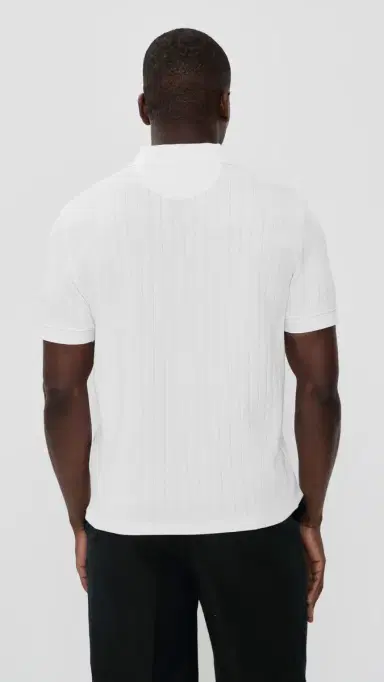 Vince Drop Needle tripe Polo Optic White | Thumbnail 3 Vince Drop Needle tripe Polo Optic White | Thumbnail 3