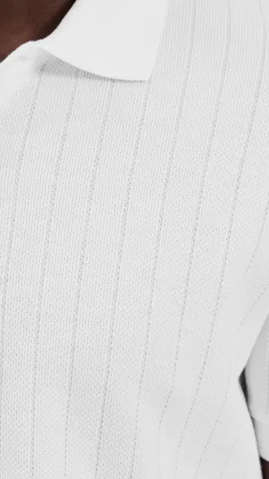 Vince Drop Needle tripe Polo Optic White | Thumbnail 6 Vince Drop Needle tripe Polo Optic White | Thumbnail 6