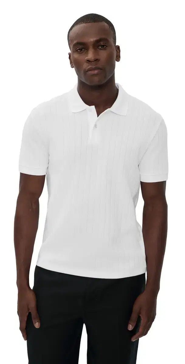 Vince Drop Needle tripe Polo Optic White