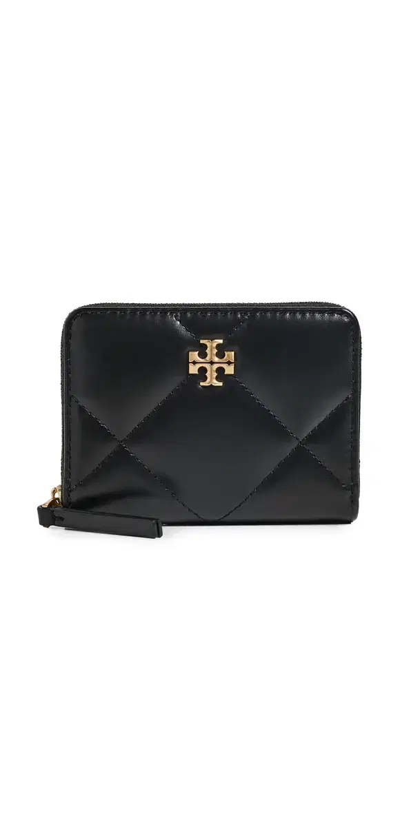 Tory Burch Kira Diamond Quilt Small Zip Around Wallet Black One Size