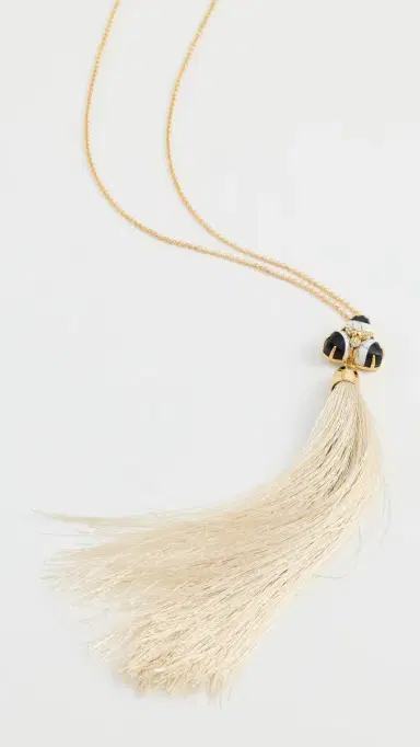 Lele Sadoughi Striped Orchid Tassel Necklace Onyx Marble One Size | Thumbnail 2