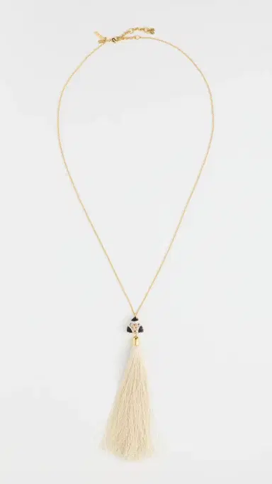 Lele Sadoughi Striped Orchid Tassel Necklace Onyx Marble One Size | Thumbnail 4