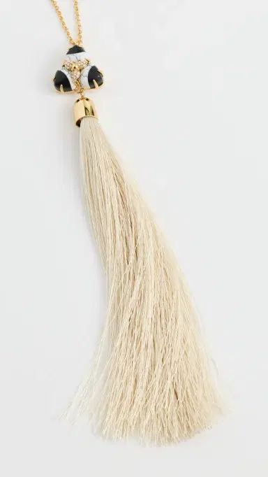 Lele Sadoughi Striped Orchid Tassel Necklace Onyx Marble One Size | Thumbnail 5