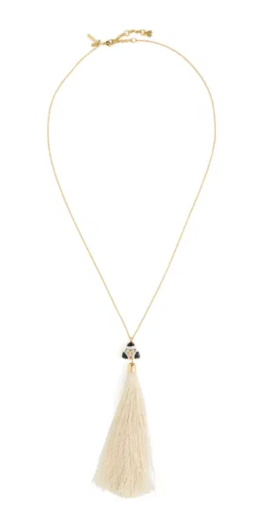 Lele Sadoughi Striped Orchid Tassel Necklace Onyx Marble One Size | Thumbnail 1
