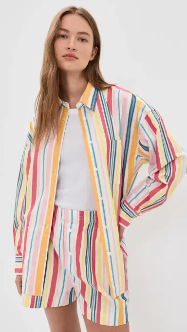 Faherty Coastal Poplin Relaxed Button Down Shirt unset Parade | Thumbnail 2 Faherty Coastal Poplin Relaxed Button Down Shirt unset Parade | Thumbnail 2