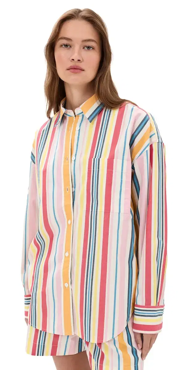 Faherty Coastal Poplin Relaxed Button Down hirt unset Parade