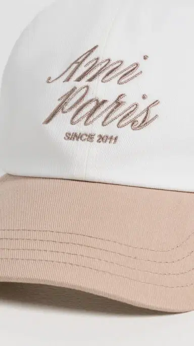 AMI Bicolor Ami Paris Cap Beige Taupe/Blanc Creme One Size | Thumbnail 4