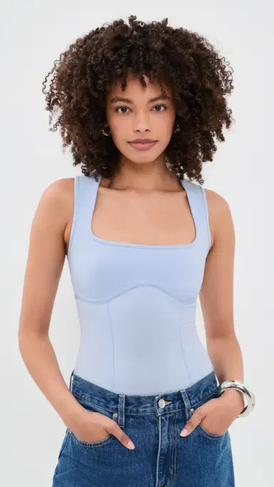 Fleur du Mal Organic Cotton Scoop Neck Thong Bodysuit Ice Queen | Thumbnail 2