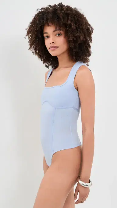 Fleur du Mal Organic Cotton Scoop Neck Thong Bodysuit Ice Queen | Thumbnail 4