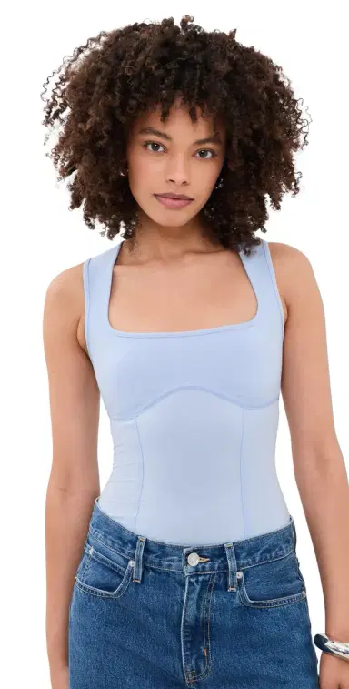 Fleur du Mal Organic Cotton Scoop Neck Thong Bodysuit Ice Queen | Thumbnail 1