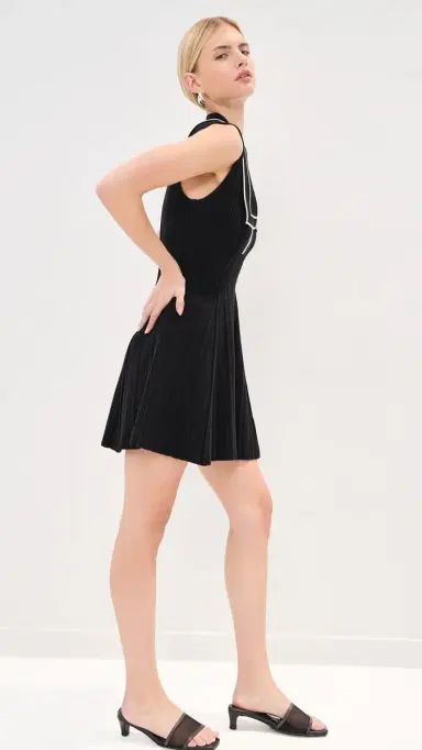 LE BOP Maren Ribbed Dress Black/White | Thumbnail 4
