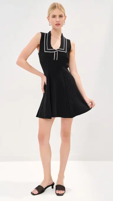 LE BOP Maren Ribbed Dress Black/White | Thumbnail 5
