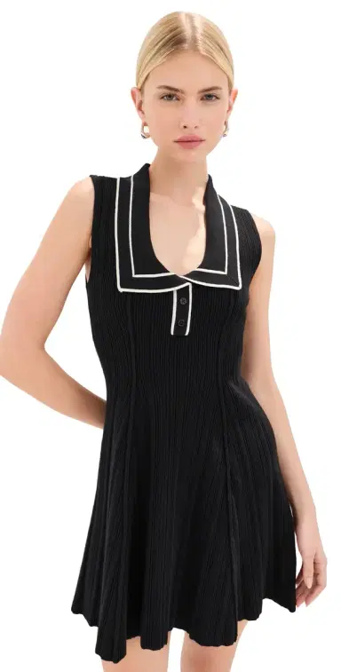 LE BOP Maren Ribbed Dress Black/White | Thumbnail 1