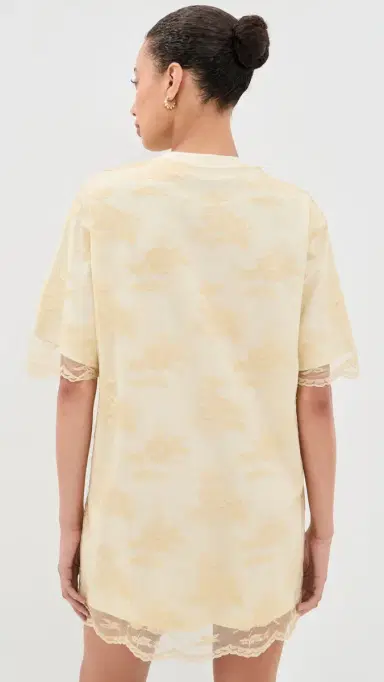 MARQUES ALMEIDA Relaxed Fit T-Shirt with Lace Overlayer Cream 8 | Thumbnail 3 MARQUES ALMEIDA Relaxed Fit T-Shirt with Lace Overlayer Cream 8 | Thumbnail 3