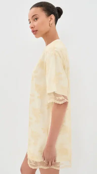 MARQUES ALMEIDA Relaxed Fit T-Shirt with Lace Overlayer Cream 8 | Thumbnail 4 MARQUES ALMEIDA Relaxed Fit T-Shirt with Lace Overlayer Cream 8 | Thumbnail 4