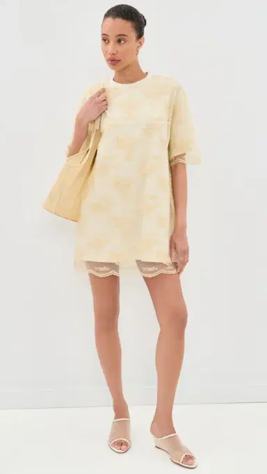 MARQUES ALMEIDA Relaxed Fit T-Shirt with Lace Overlayer Cream 8 | Thumbnail 5 MARQUES ALMEIDA Relaxed Fit T-Shirt with Lace Overlayer Cream 8 | Thumbnail 5