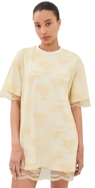 MARQUES ALMEIDA Relaxed Fit T-Shirt with Lace Overlayer Cream 8 | Thumbnail 1 MARQUES ALMEIDA Relaxed Fit T-Shirt with Lace Overlayer Cream 8 | Thumbnail 1