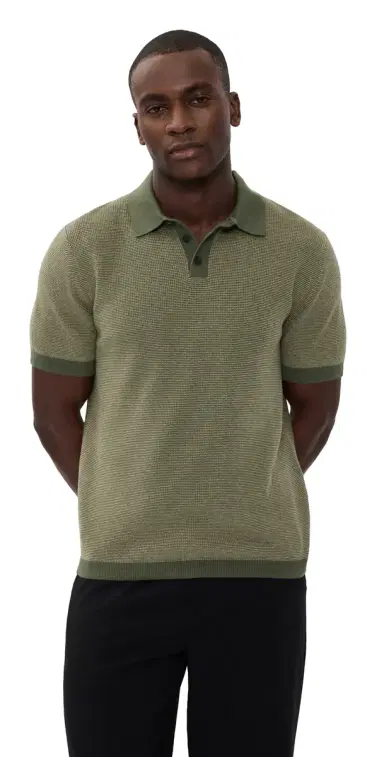 Vince Colorblock Feed tripe Polo Coulter Green/Desert Brush | Thumbnail 1 Vince Colorblock Feed tripe Polo Coulter Green/Desert Brush | Thumbnail 1