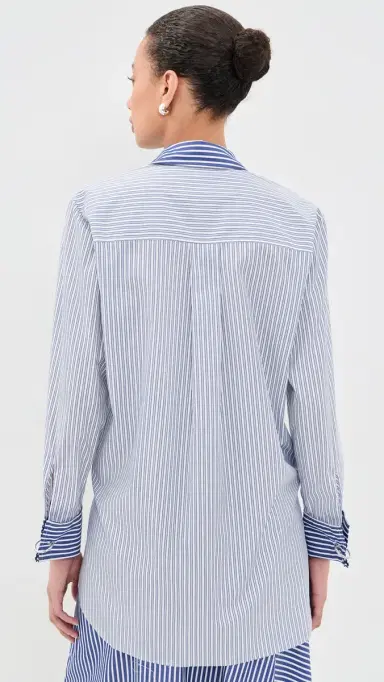 MARQUES ALMEIDA Patchwork Overlapping Front Tailored Shirt Blue Stripe 8 | Thumbnail 3 MARQUES ALMEIDA Patchwork Overlapping Front Tailored Shirt Blue Stripe 8 | Thumbnail 3
