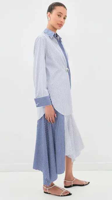 MARQUES ALMEIDA Patchwork Overlapping Front Tailored Shirt Blue Stripe 8 | Thumbnail 4 MARQUES ALMEIDA Patchwork Overlapping Front Tailored Shirt Blue Stripe 8 | Thumbnail 4