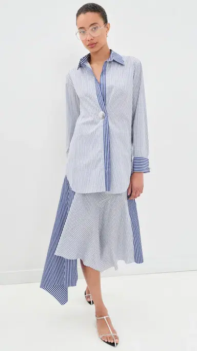 MARQUES ALMEIDA Patchwork Overlapping Front Tailored Shirt Blue Stripe 8 | Thumbnail 5 MARQUES ALMEIDA Patchwork Overlapping Front Tailored Shirt Blue Stripe 8 | Thumbnail 5