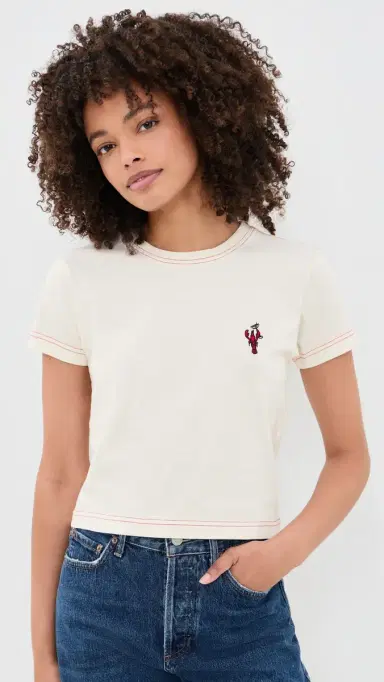 Rowing Blazers Lobster Embroidery Graphic Tee Cream M | Thumbnail 2