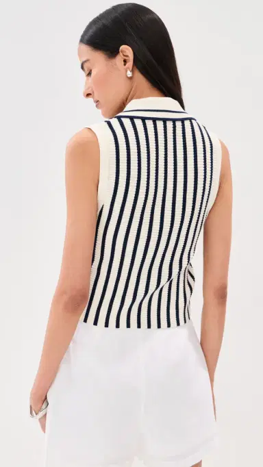 LE BOP Noa Ribbed Tank Top Midnight/White | Thumbnail 3