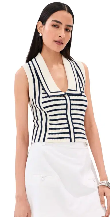 LE BOP Noa Ribbed Tank Top Midnight/White M | Thumbnail 1