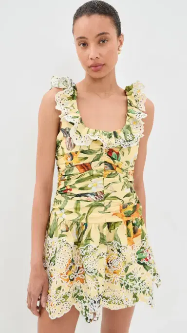 Farm Rio Brasil Collage Soft Yellow Mini Dress Brasil Collage Soft Yellow | Thumbnail 2