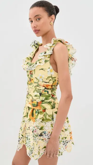 Farm Rio Brasil Collage Soft Yellow Mini Dress Brasil Collage Soft Yellow | Thumbnail 4