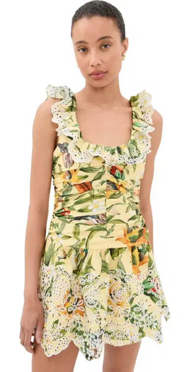 Farm Rio Brasil Collage Soft Yellow Mini Dress Brasil Collage Soft Yellow | Thumbnail 1