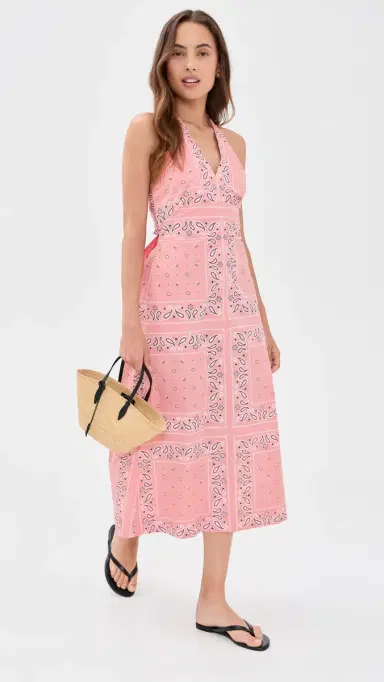 Madewell x Shopbop mocked Halter Midi Dress Tiled Bandana Coral Bloom | Thumbnail 5 Madewell x Shopbop mocked Halter Midi Dress Tiled Bandana Coral Bloom | Thumbnail 5