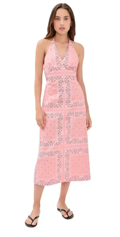 Madewell x Shopbop mocked Halter Midi Dress Tiled Bandana Coral Bloom | Thumbnail 1 Madewell x Shopbop mocked Halter Midi Dress Tiled Bandana Coral Bloom | Thumbnail 1