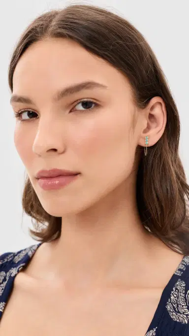 Madewell Demi Fine Triple Bezel Front Back Earrings | Thumbnail 3