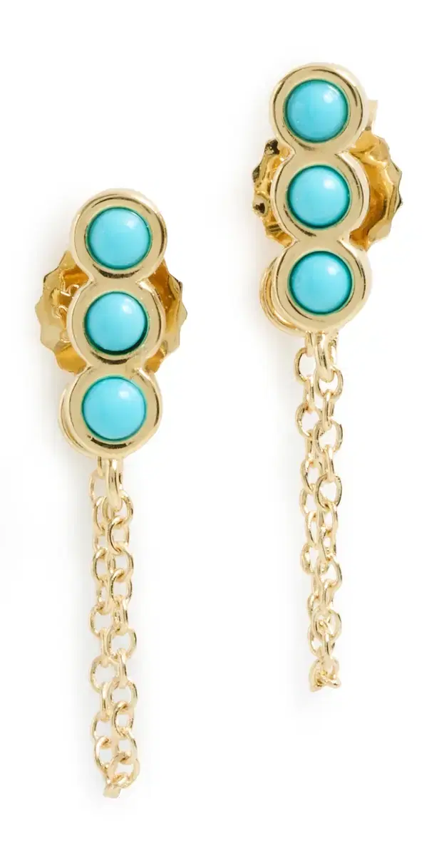 Madewell Demi Fine Triple Bezel Front Back Earrings Turquoise Multi One Size
