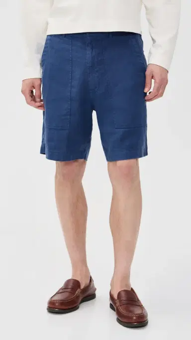 Alex Mill Garment Dyed Pull On Field Shorts In Linen 19 French Navy M | Thumbnail 2