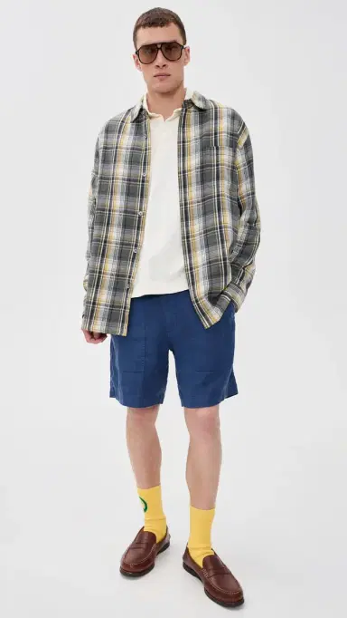 Alex Mill Garment Dyed Pull On Field Shorts In Linen 19 French Navy M | Thumbnail 5