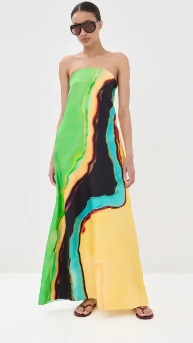 Christopher Esber Aura Silk Strapless Dress Valencia/Multi | Thumbnail 2