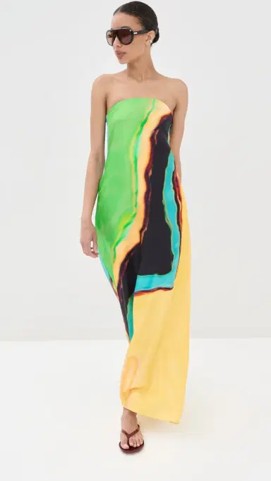 Christopher Esber Aura Silk Strapless Dress Valencia/Multi | Thumbnail 5