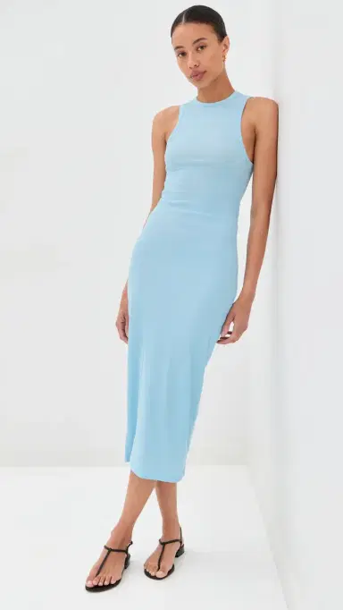 WARDROBE.NYC WARDROBE. NYC Ribbed Racer Dress Cloud | Thumbnail 2