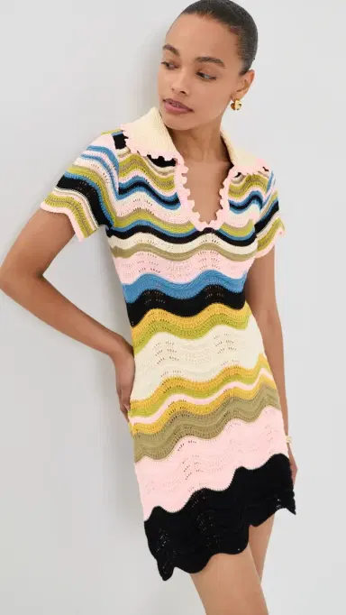 La DoubleJ Chevron Mini Dress ulticolor White/Green/Pink | Thumbnail 2 La DoubleJ Chevron Mini Dress ulticolor White/Green/Pink | Thumbnail 2