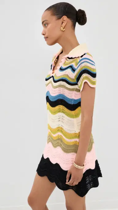 La DoubleJ Chevron Mini Dress ulticolor White/Green/Pink | Thumbnail 4 La DoubleJ Chevron Mini Dress ulticolor White/Green/Pink | Thumbnail 4